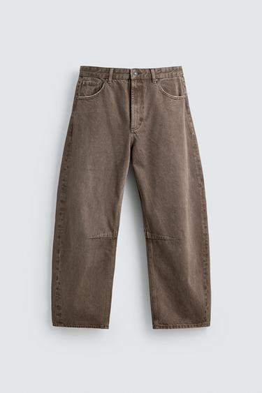 PANTALÓN BARREL FIT - Marrón de Zara