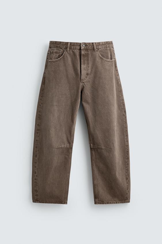 PANTALÓN BARREL FIT - Marrón de Zara - Imagen 0