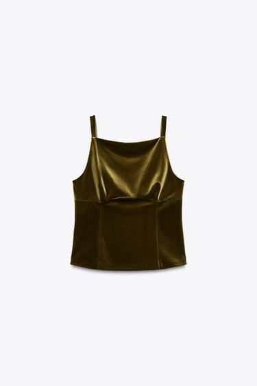Zara BACK TIE TOP - Green / Grass