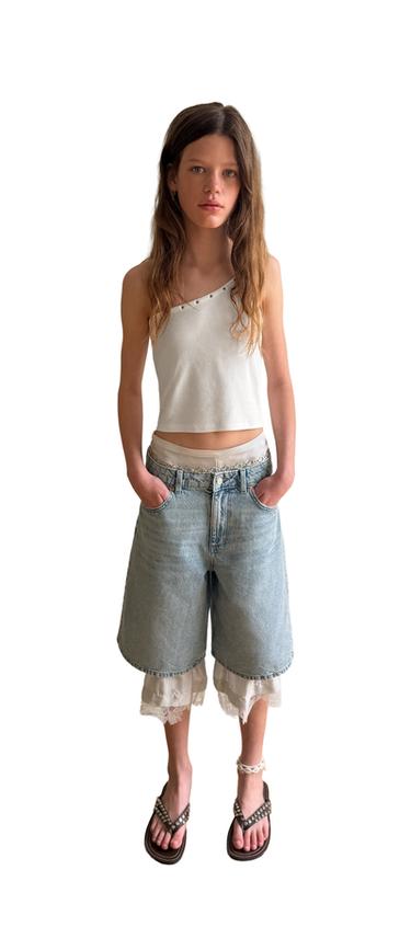 Zara ASYMMETRIC BUCKLE TOP - White