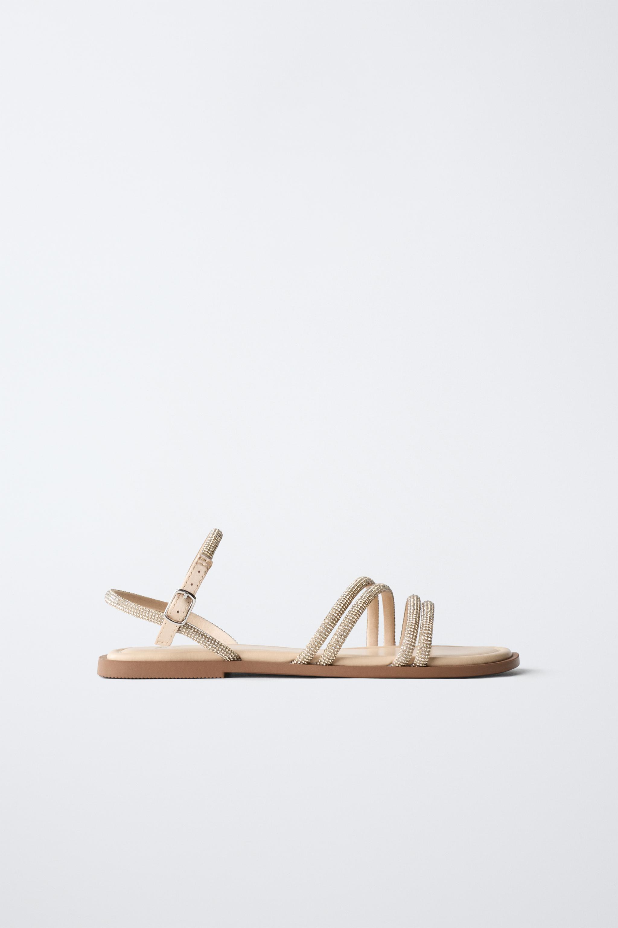 SHINY STRAPPY SANDALS — Gold