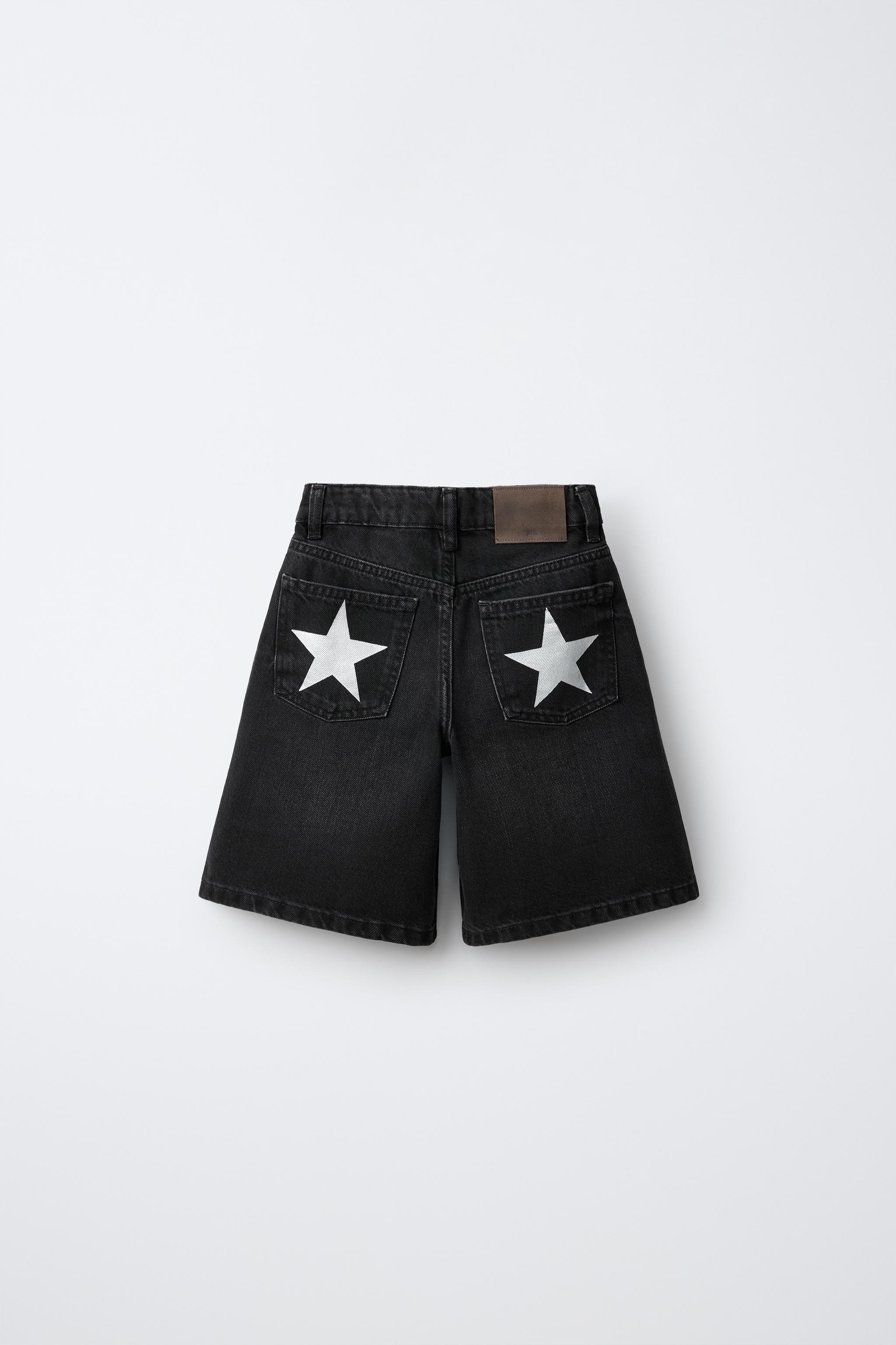 Детские шорты Zara STAR PRINT DENIM SHORTS — фото 2
