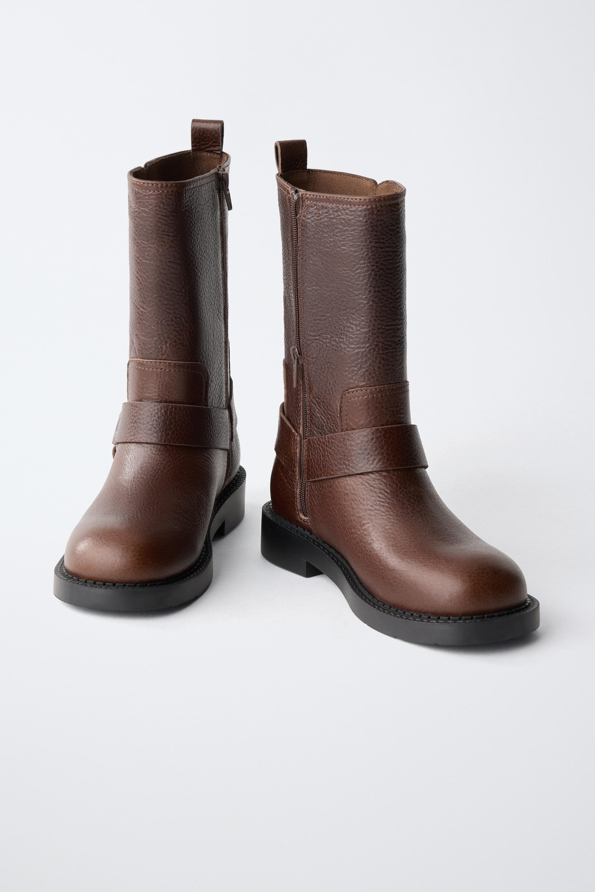 LEATHER BIKER BOOTS