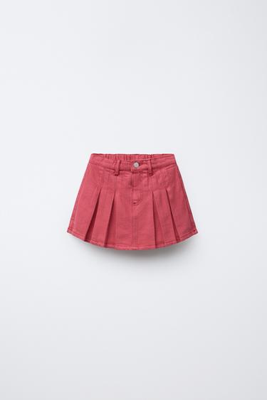 PLEATED TWILL BERMUDA SKORT - Red by Zara - Image 0