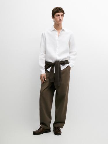 Chemise regular fit lin extra-fine - Blanc de Zara - Image 0