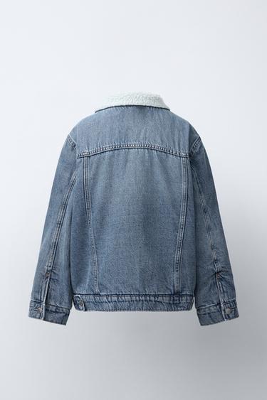 DENIM JACKET WITH FAUX SHEARLING - Faded blue by Zara - Image 3