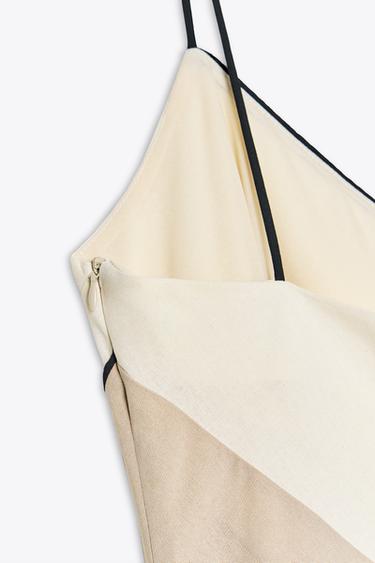 CONTRAST MIDI DRESS - Ecru / Beige by Zara - Image 8