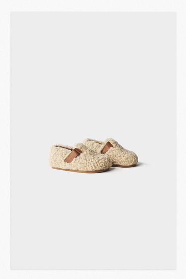 FAUX SHEARLING BAREFOOT SHOES - Ecru White by Zara