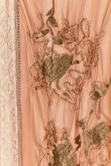 TEXTURED EMBROIDERED LACE DRESS - Peach by Zara - Image 6