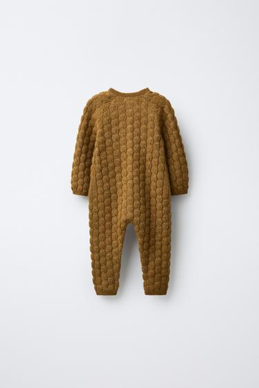 CABLE-KNIT JUMPSUIT - Ochre by Zara - Image 1