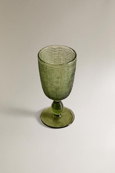 VERRE À VIN RECYCLABLE RELIEF - Vert de Zara - Image 1