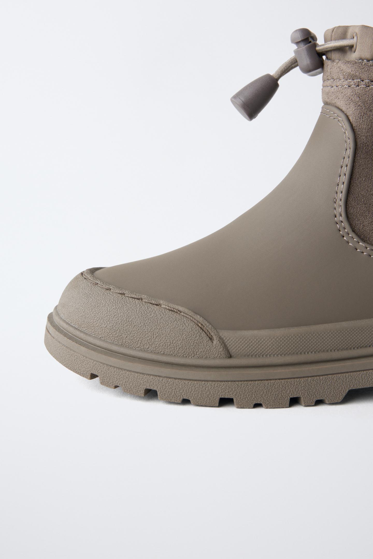 Детские ботинки Zara Mixed-Material Ankle, цвет: Серо-коричневый серый — фото 6