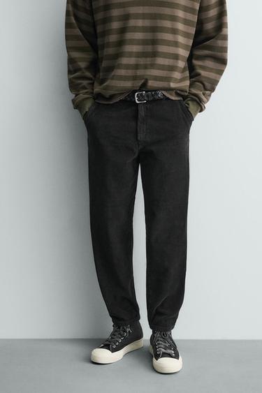 CARROT FIT CORDUROY TROUSERS - Black by Zara