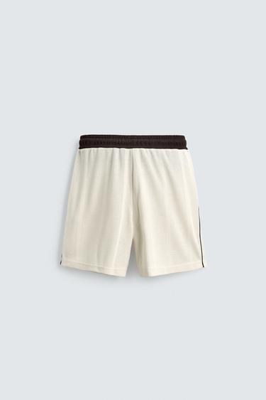 CONTRAST RETRO FOOTBALL BERMUDA SHORTS - Oyster-white by Zara - Image 7