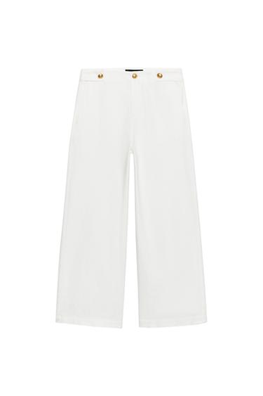 CULOTTES WITH GOLD BUTTONS - White by Zara