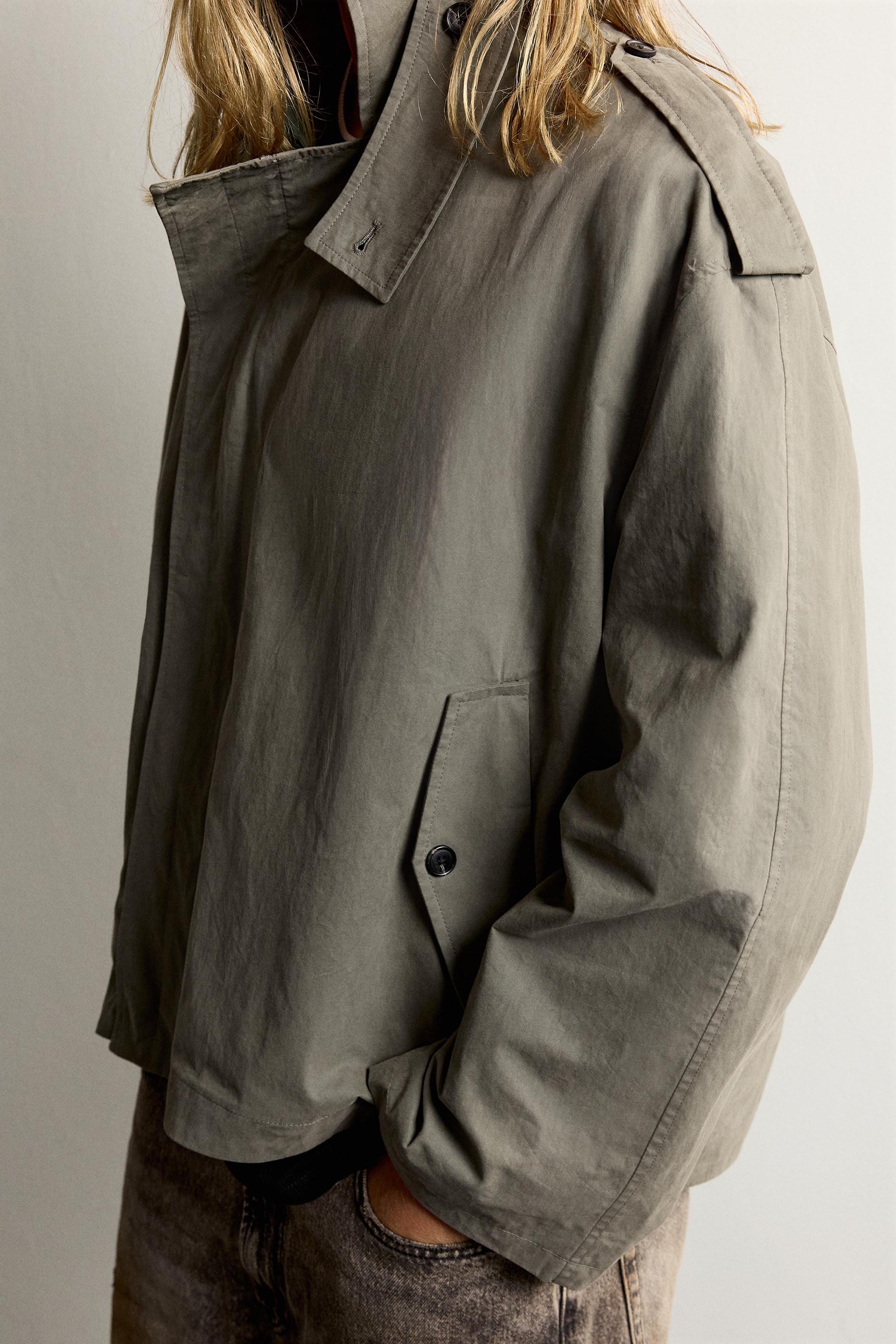 Мужские куртки Zara CROPPED TECHNICAL TRENCH COAT — фото 6