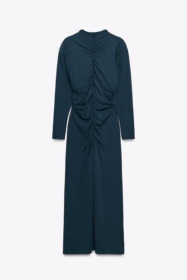 ROBE EN CRÊPE À ÉPAULETTES - Bleu nuit de Zara - Image 6