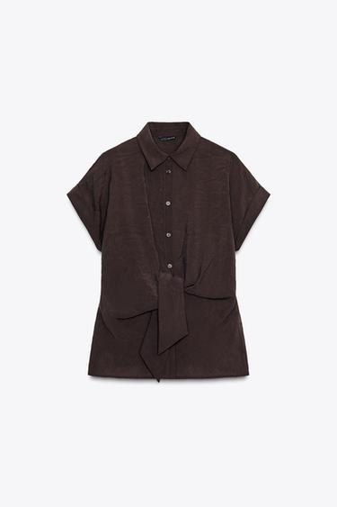 CAMISA NUDO DELANTERO - Marrón de Zara