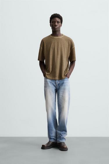 Zara WASHED T-SHIRT - Brown - Image 0