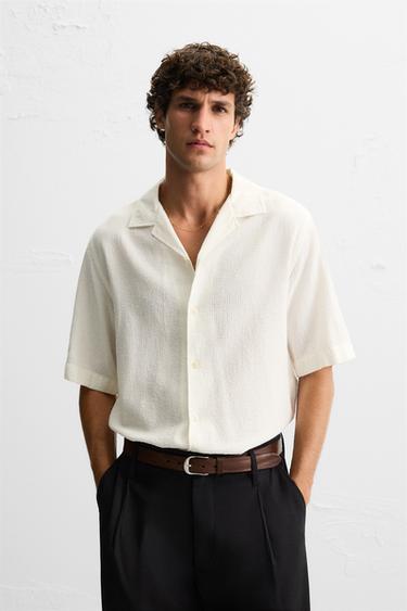 TEXTURED JACQUARD SHIRT - Oyster-white by Zara