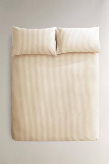 STRIPED DUVET COVER - Beige by Zara - Image 4