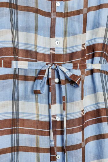 ROBE-CHEMISE EN RAMIE ZW COLLECTION - Bleu clair de Zara - Image 3