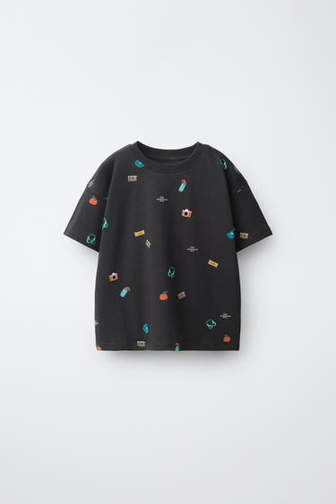 PRINTED T-SHIRT - Anthracite grey by Zara