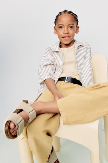 SANDALIA PIEL SERRAJE - Beige de Zara