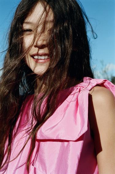 Zara 結飾洋裝 - 土灰粉紅色