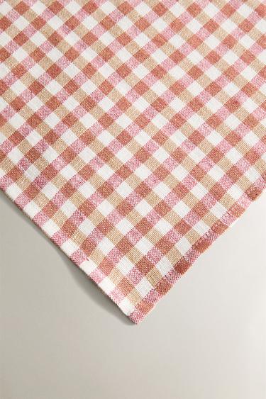 PACK OF CONTRAST GINGHAM NAPKINS (PACK OF 2) - Terracotta by Zara - Image 2