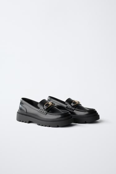 Zara BUCKLED LOAFERS - Black