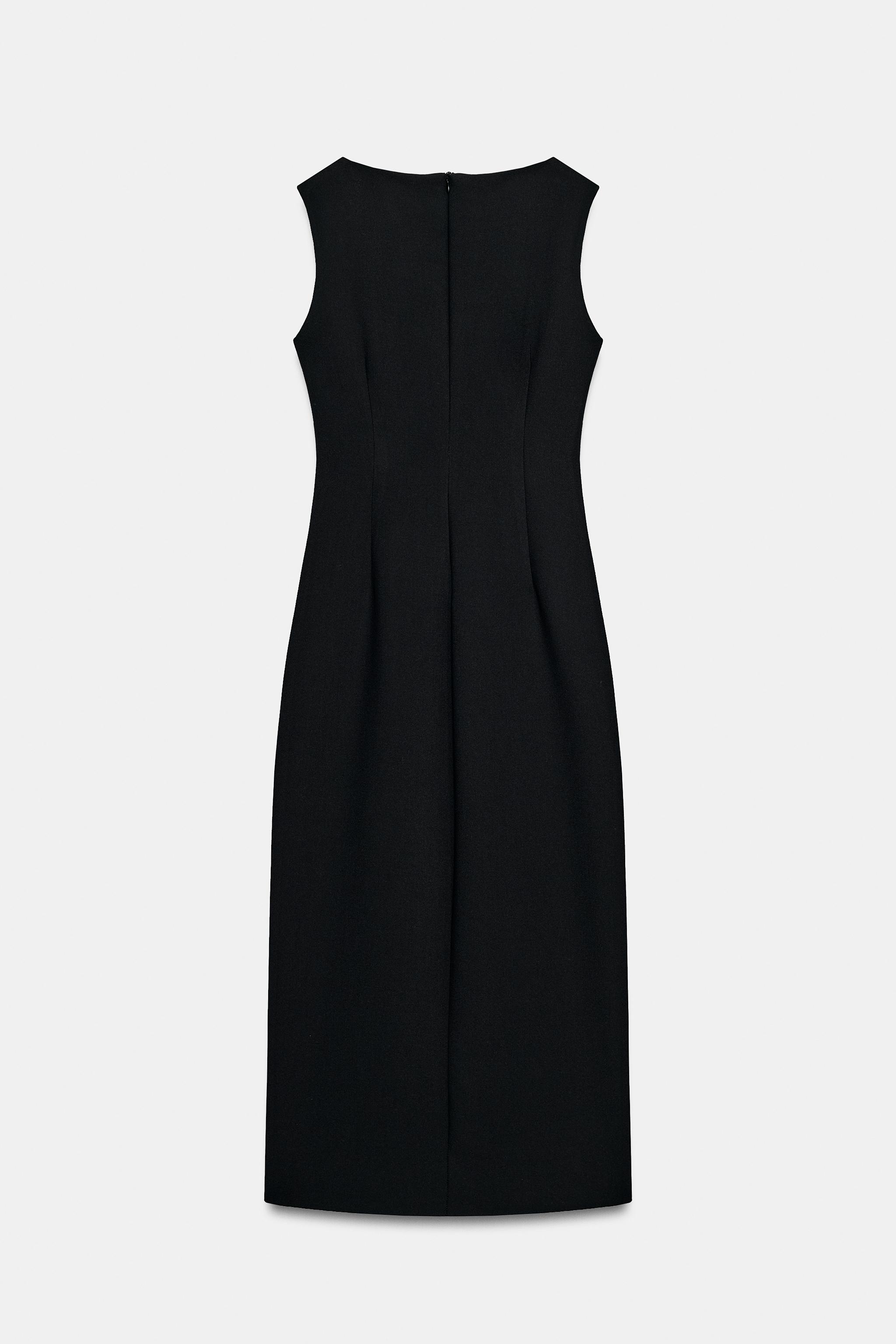 ドレープディテール ミディ丈ワンピース - ブラック | ZARA Japan / 日本