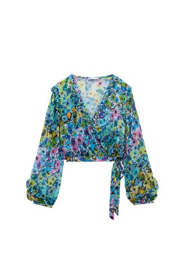 PRINTED BLOUSE WITH RUFFLES