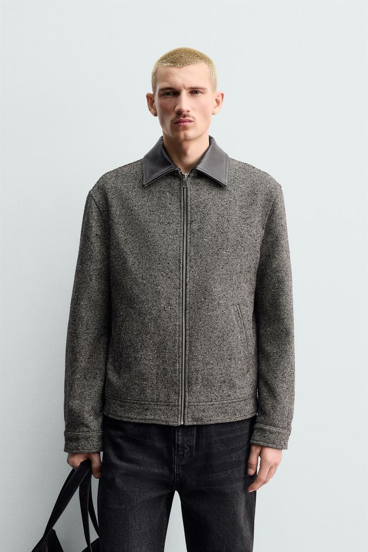 ZARA CONTRAST TEXTURED LEATHER JACKET ORIGINS