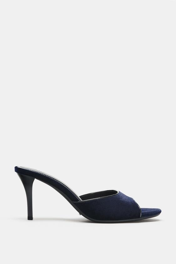 VELVET MULE HEELS - Blue by Zara - Image 0