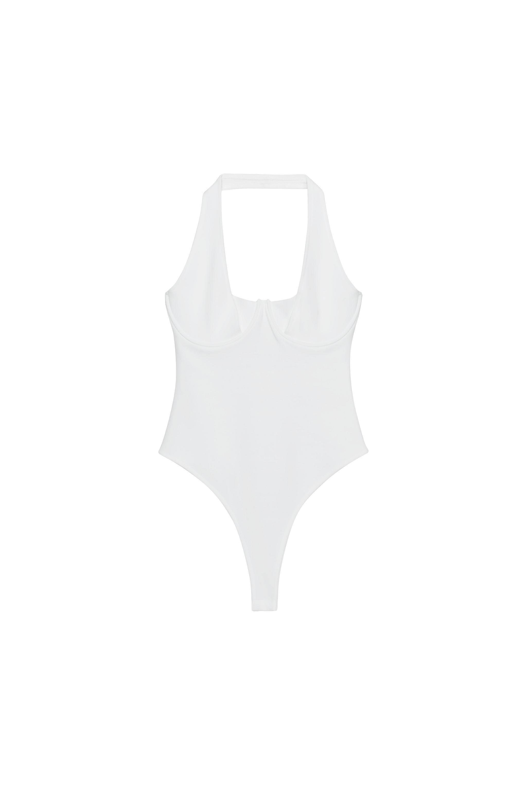 STRETCH KNIT HALTER BODYSUIT - White | ZARA United States