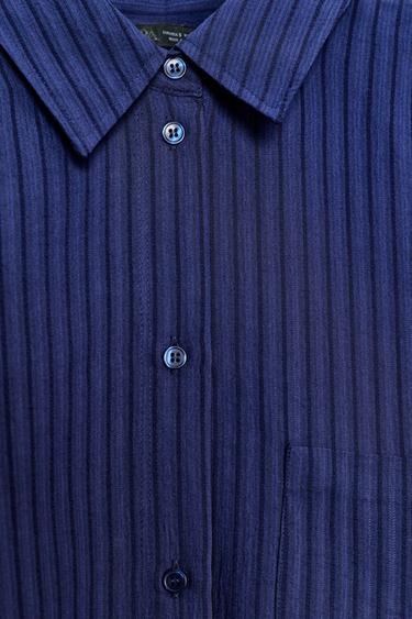 STRIPED JACQUARD SHIRT ZW COLLECTION - Navy blue by Zara - Image 6