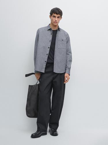 Zara Melange overshirt with pocket - Faded blue