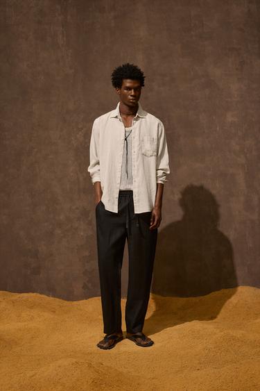 PANTALÓN 100 % LINO - Negro de Zara