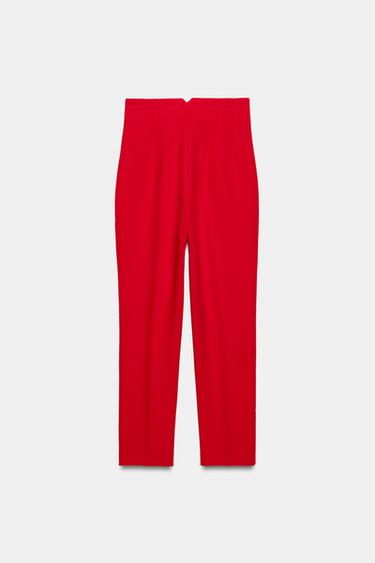 PANTALON TAILLE HAUTE - Rouge vif de Zara - Image 7