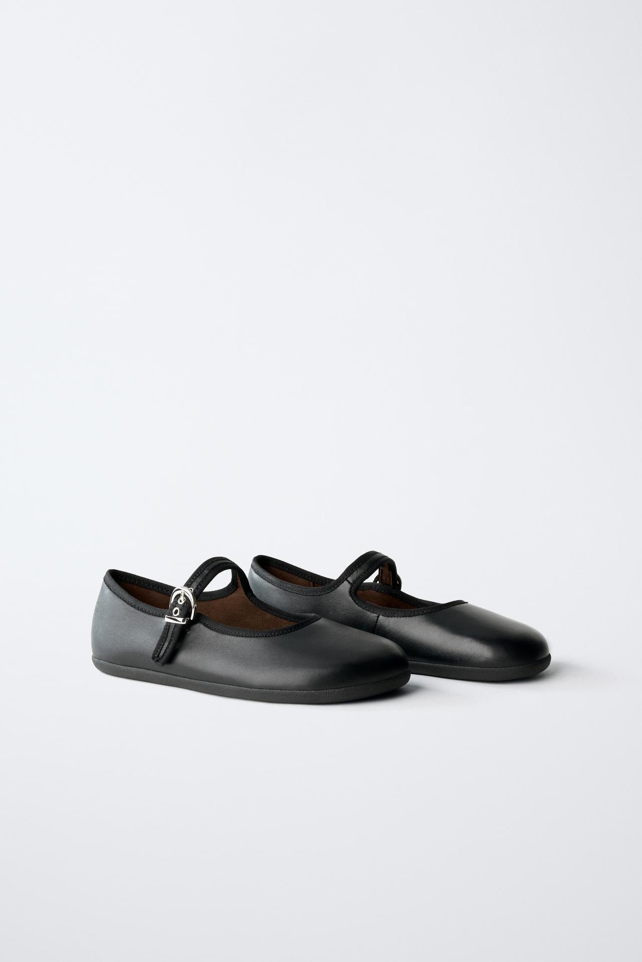 LEATHER BAREFOOT BALLET FLATS — Black