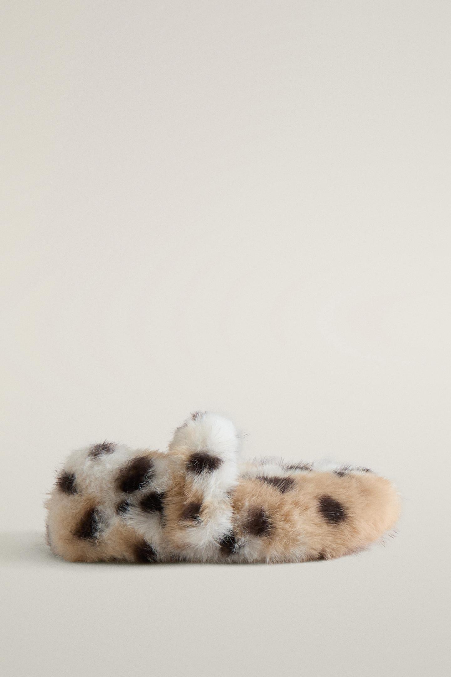Детские тапочки Zara Faux Fur Slippers, цвет: Коричневый — фото 1