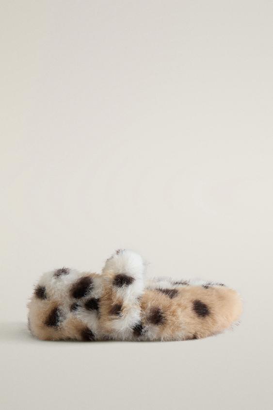 Детские тапочки Zara Faux Fur, цвет: Коричневый