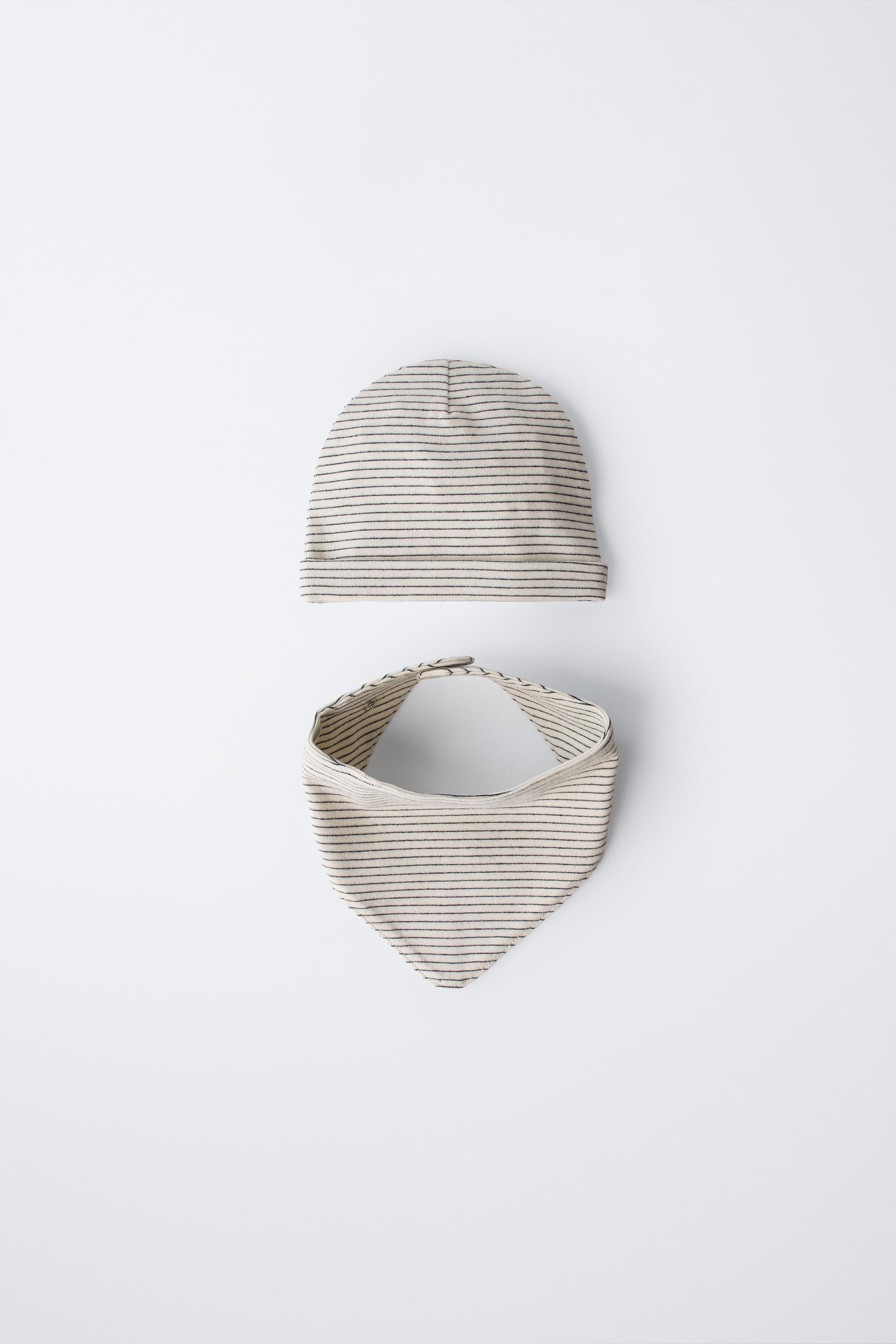 Striped Hat And Bib Set