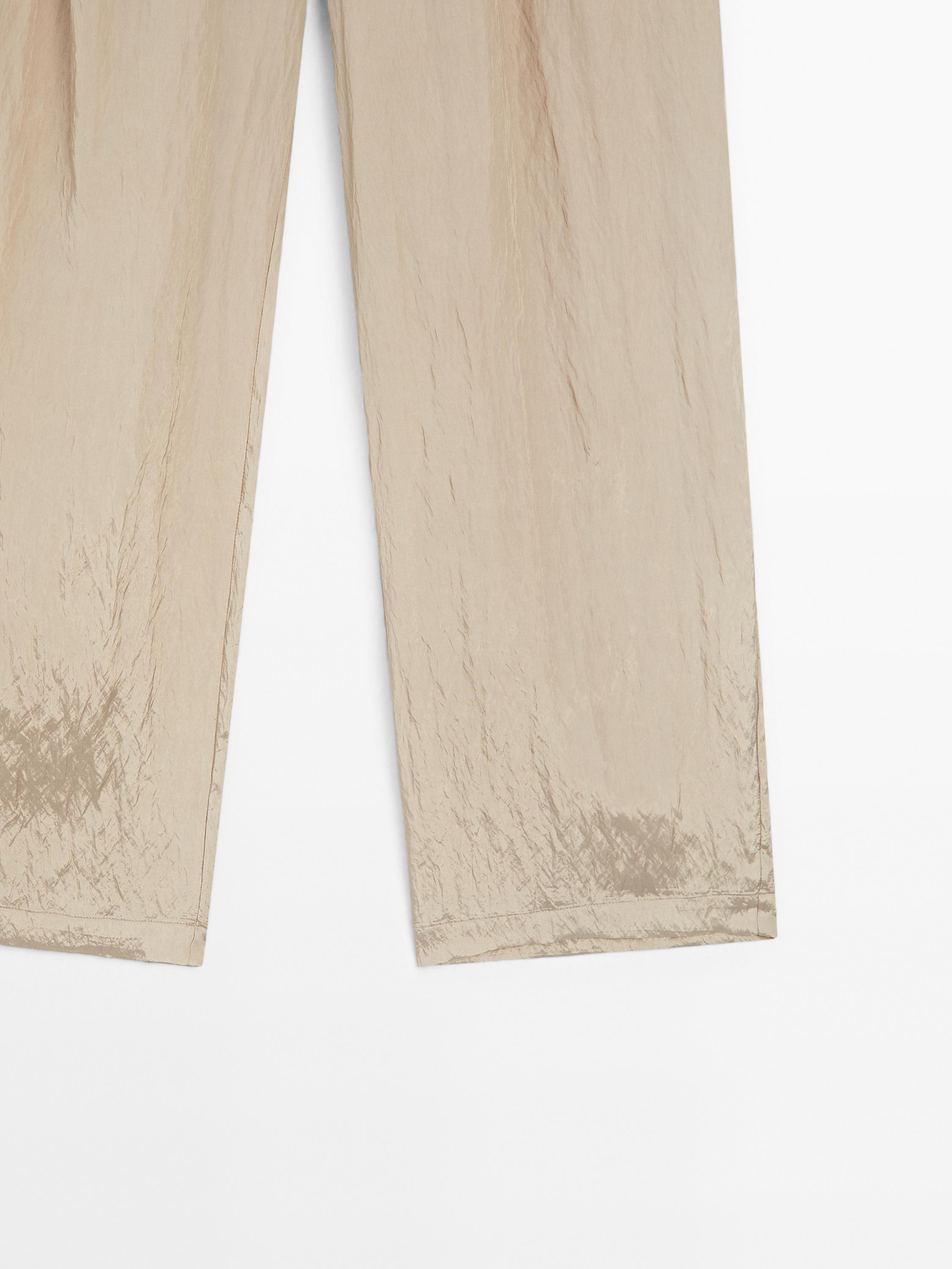 Textured satin trousers