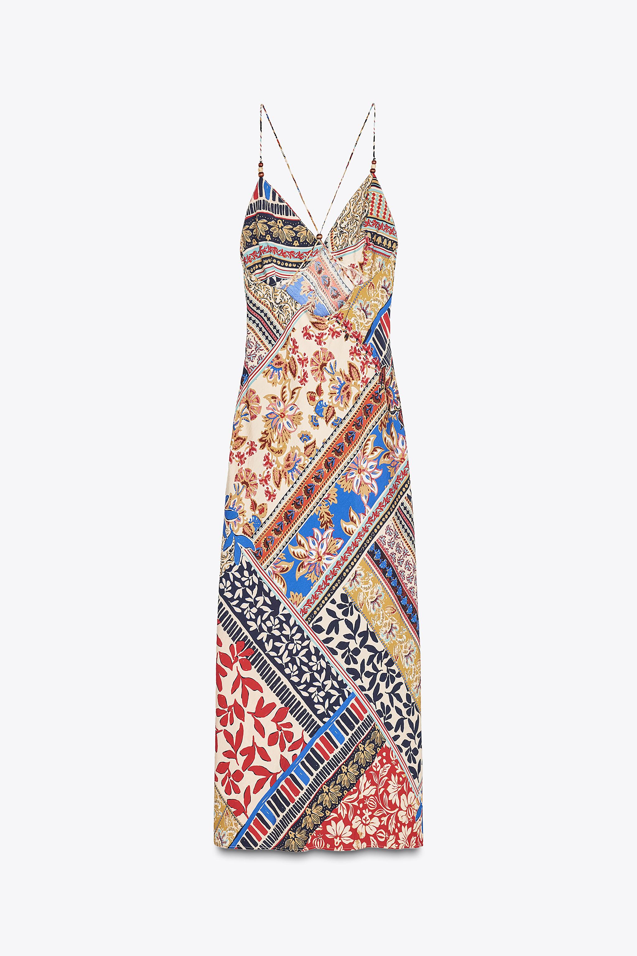 【ZARA】パッチワーク プリント ミディ ワンピース 3002/244/330 PATCHWORK PRINT MIDI DRESS - Multicolored | ZARA United States