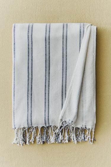 SERVIETTE PARÉO DE PLAGE RAYÉE - Bleu marine de Zara