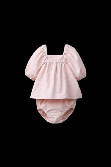 CONJUNTO CAMISA Y BRAGUITA BORDADO PUNTILLA - Rosa pastel de Zara