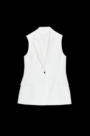 LONG WAISTCOAT WITH ONE BUTTON - Ecru by Zara - Image 0