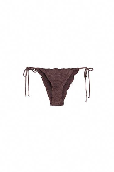 Shimmery ruffled bikini bottoms — Brown 1